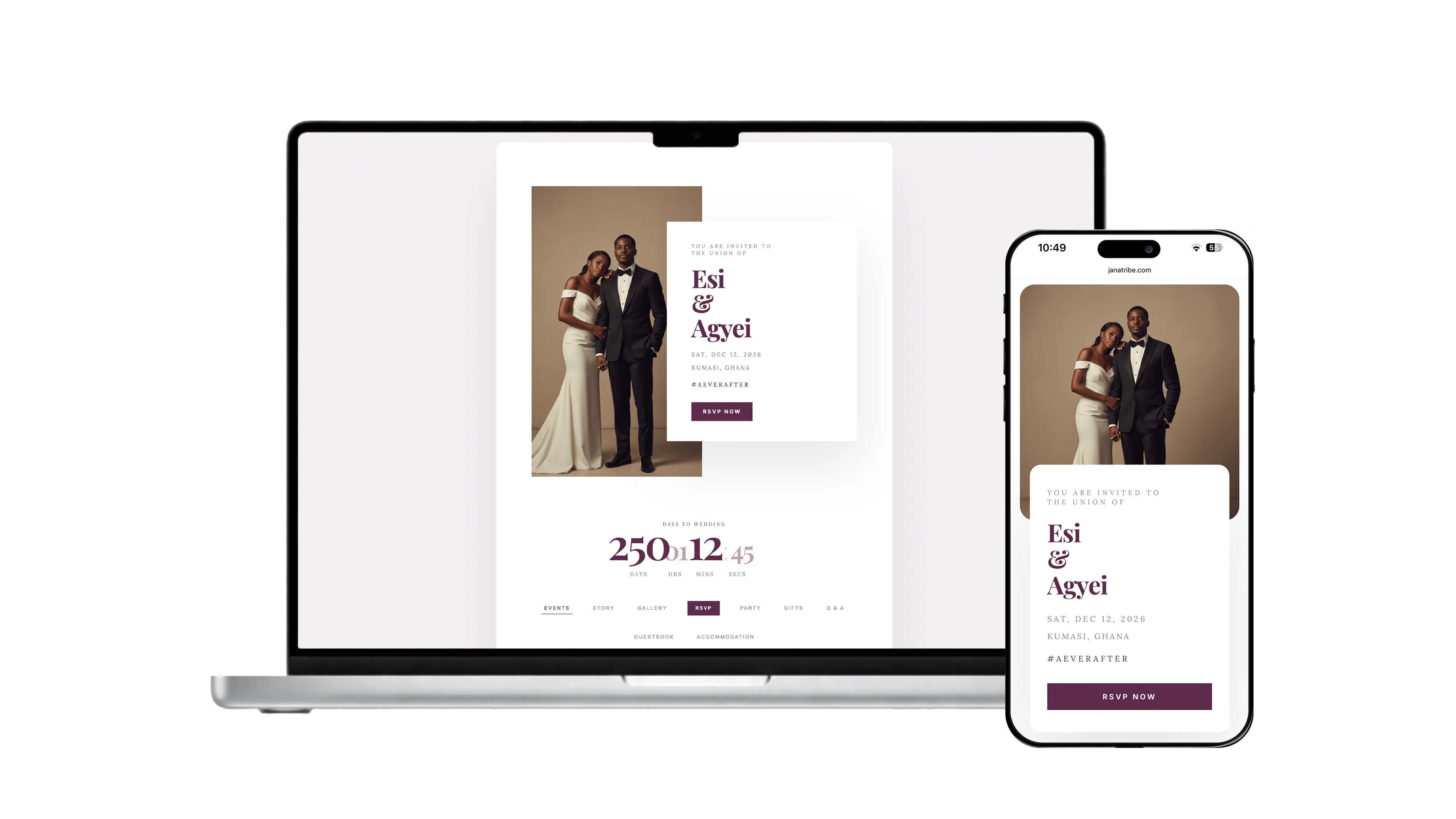 Wedding website templates preview