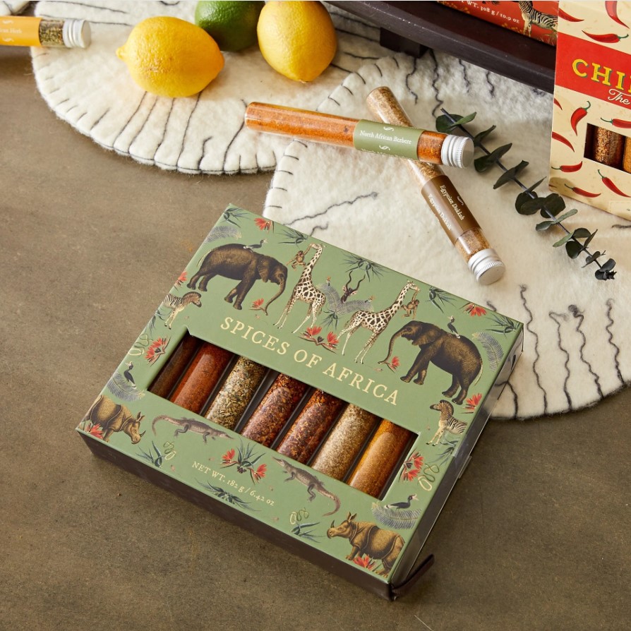 Spices of Africa Gift Box Set. This collection of 8 versatile spice varieties will elevate your culinary creations to new heights. Image Source: kanjuinteriors