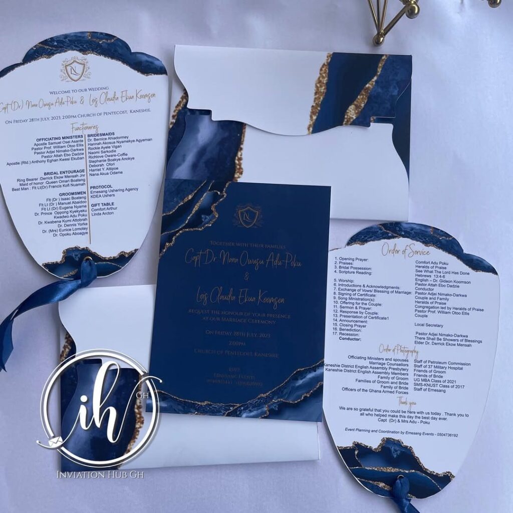 Wedding program outline in Ghana.
Image Source: Instagram/Invitationhubgh