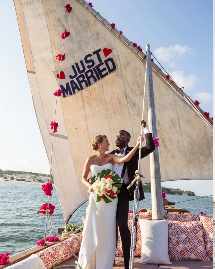 The wedding of Caroline & JC at Lamu, Kenya. Image Source: Instagram/@auraeventplanners