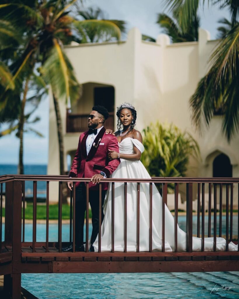 A beautiful Kenyan couple on their wedding day at Silver Palms Spa and Resort. Image Source: Instagram/@house_of_dotty