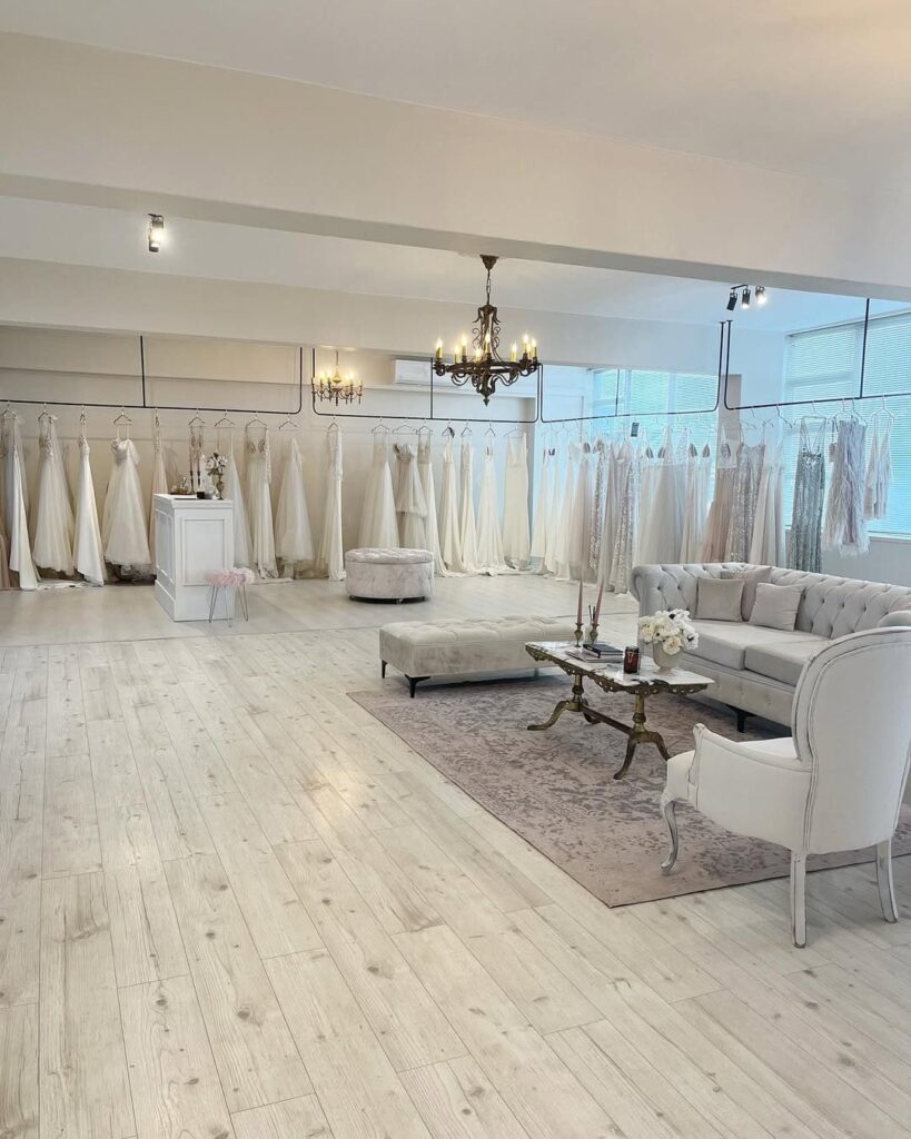 The Chanelle Cindy Bridal studio in Cape Town. This bridal brand offers made-to-order, hiring/rental, ready-to-wear, & bespoke bridal services. Image Source: Instagram/@chanellecindybridal