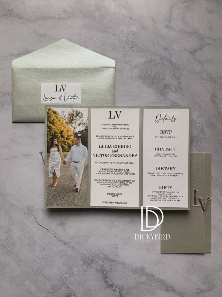 Beautifully designed wedding stationery by Dicky Bird Designs, a luxury wedding and event stationery atelier in Cape Town. Image Source: Instagram/@dickybirddesigns